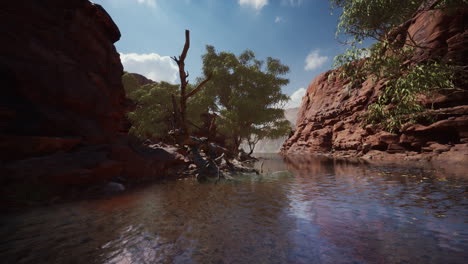 Colorado-river-with-red-stones-and-trees